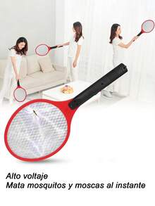 Matamoscas Eléctrico Mosca Multi-Función por Baterías,Asesino de Raquetas de Insectos,Matamoscas Eléctrico con Batería Inalámbrica,Raqueta exterminadora de insectos recargable,para Interiores y Exteriores, Moscas e Insectos Voladores,Matamoscas De Avispas, Moscas De Frutas Y Ratas E Insectos,Para Control De Interiores, Viaje, Campamento Y Exteriores - Rojo - Ver 4