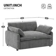 MERAX 50*43" Oversized Chenille Single Sofa Chair,Wide And Deep Seat Accent Chair,Modern Upholstered Comfy Armchair,Color Blocking Couch Lounge With Pillows For Living Room,Apartment,Bedroom,Light Gray - 淺灰色 - 查看 5