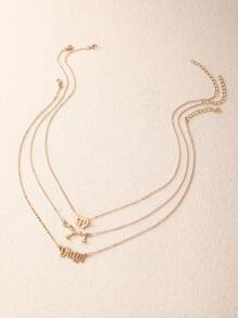 3pcs/Set Rhinestone 12 Zodiac Sign Chain Necklace Set, Women's Versatile Daily Accessory