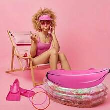 8pcs Inflatable Banana Ring Toss Game Kit, Summer Beach Ring Toss Game, Bridal Shower Engagement Party, Pool Game, Bachelor Party Game (6 Rings + 2 Inflatable Bananas, Ring Colors Randomly Shipped), Holiday Party Interactive Inflatable Banana Ring Toss