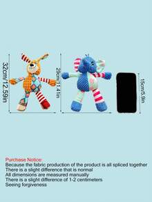 耐用的吱吱叫的大象、狐狸毛绒狗玩具 - 耐咬，牙齿清洁设计，适合所有品种，适合中小型犬的节日礼物 - 彩色 - 查看 7