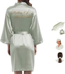 de novia para mujer, de satén para dama de, boda,, batas de novia por la mañana, batas de seda sedosas - champaña pálido-g - Ver 13