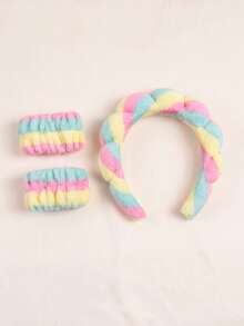 3pcs/Set Cloud Shaped Sponge Hair Scrunchies - Includes Headband, Wrist Band, Skin-Friendly Material Suitable For Makeup, Skincare, Outdoor Use - Multicolor - View 14