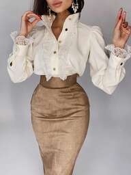 French Lace Patchwork Collar Elegant Blouse