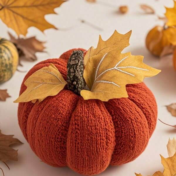 1 Stück Miniatur Kürbis Dekor Hängeschmuck, Halloween Thanksgiving Feiertags Strick Accessoire