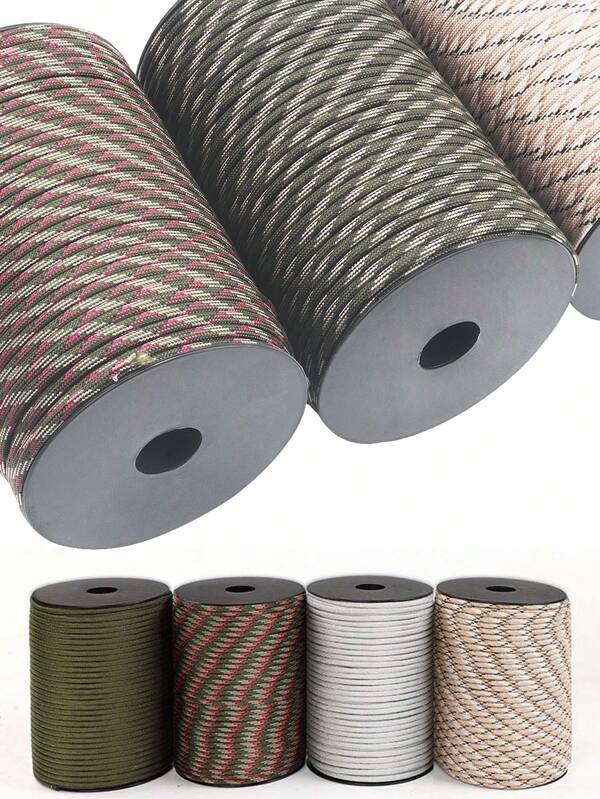 Mehrfarbiges Premium 550lb Paracord Seil DIY geflochtenes Armband 9 Stränge Outdoor 100m/328 Ft 4mm Mehrzweckseil Überlebens-Wandern-Camping-Jagd-Zurren-Weben (Schwarz/Weißer Schaft zufällig)