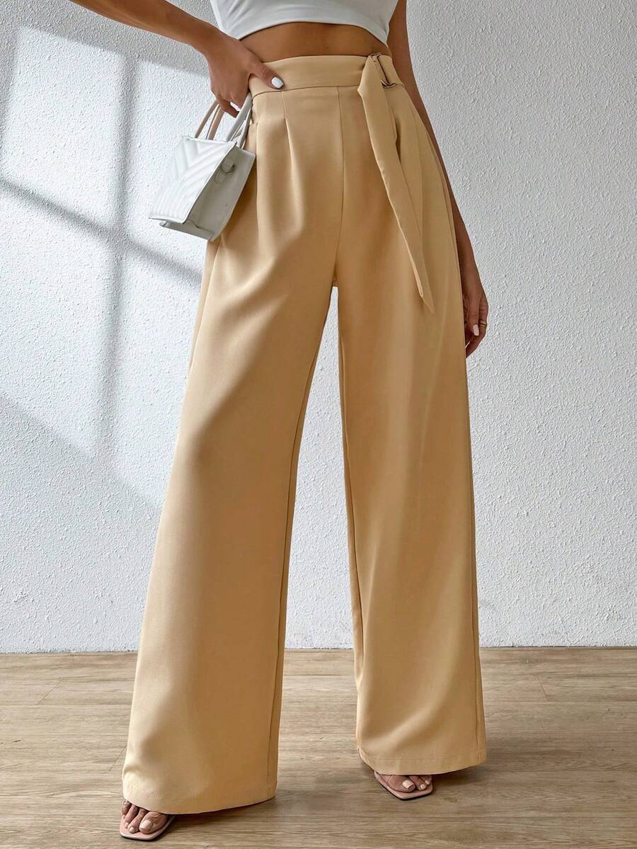 A&DD MODA, REF: AS1248 Wide Leg Pants With Elastic Waistband, Elegant And Sophisticated, Bell-Bottom Modeling, High Waist, Tailored, Casual And Formal Look, Comfortable And Stylish, Light And Comfortable Fabric, Ideal For Casual And Glamorous Occasions. ✨ - 棕色的 - 查看 1