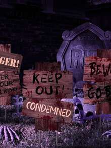 3pcs-Halloween Decorations Beware Signs Yard Stakes Outdoor Creepy Assorted Warning Sign,Scary Zombie Theme Party Decor Supplies ,Halloween Decorations - Multicolor - View 4