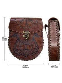 1 Stück Wikinger-Stil mittelalterlicher Leder-Münzbeutel Gürteltasche, geprägter Ritter Vintage Europäischer Stil