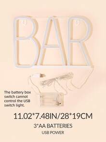 1入組霓虹吧燈- 電池盒和USB兩用，可用於房間裝飾、派對裝飾、室外非防水裝飾、牆面裝飾、家居裝飾、房間LED霓虹燈、仙女燈夜燈 - 藍色 - 查看 4