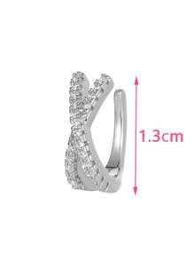 1 Personalized Simple Cross Ear Clip Stylish Geometric Zirconia Pierced Earrings