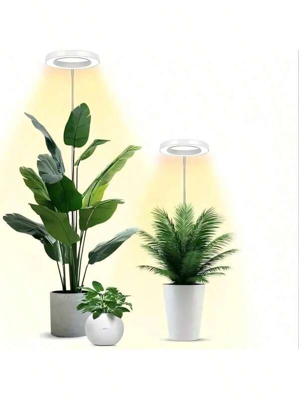 Luz de cultivo ajustable, luz LED de espectro completo para plantas de interior, lámpara de cultivo ajustable en altura con temporizador de encendido/apagado automático y 4 niveles de atenuación