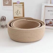 Panier de rangement de bureau tressé de style INS, boîte de rangement artisanale, cadeau créatif de forme ronde