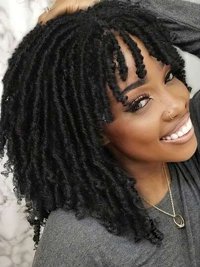 Billowig Short Dreadlock Wigs Synthetic Short Wig With Bangs Ombre Braided Dreadlock Wig For Man And Women Synthetic Braided Twist Wig