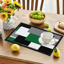 4/6 Stücke Set rote, graue, schwarze, weiße geometrische quadratische lebendige moderne kreative Tischsets - hochwertiges Leinenmaterial, leicht zu reinigen, geeignet für Küche, Esszimmer Dekoration, Feiertags-Tischdekoration, Heimdekoration - Rot - Übersicht 51