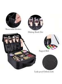 1pc Makeup Case Professional Beauty Brush Women Cosmetic Suitcase Waterproof Make Up Organizer Travel Storage Box For Manicure, Makeup Case Professional Beauty Brush Women Cosmetic Suitcase Waterproof Make Up Organizer Travel Storage Box For Manicure, Travel Makeup Case, Large Capacity Makeup Case Organiser Portable Travel Makeup Bag With Adjustable Dividers And Girls Bag, Christmas Gifts, Pouch, Travel, Pouch, Clutch / Small Handbag, Makeup Organizer, Pouch, Brush Holder, Mini Pouch, Large Capacity Pouch