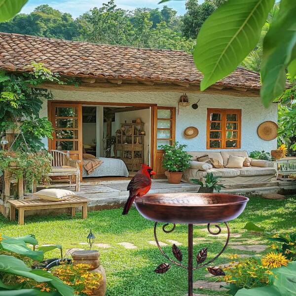 1pc Leaf Bird Bath Tub, Blended With Outdoor Landscape, Suitable For Garden, Yard, Patio, Easy Installation, Convenient Use, Easy To Clean, Suitable For Garden, Yard, Lawn Decor, Ideal For Bird Lovers