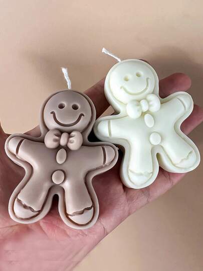 1 Stück Weihnachtskerzen-Form - Lebkuchenmann Silikonform - Weihnachtskerzen als Geschenkbox herstellen, Weihnachtsdeko-Kerzen, Weihnachtskerzen-Set, das perfekte Weihnachtsgeschenk, unfertige Weihnachtsdekoration für Zuhause, Weihnachtszimmer-Deko, Weihnachtsgeschenke