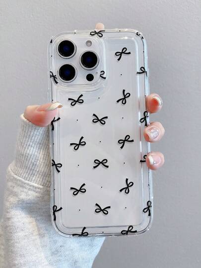Bow-Knot 1 件蝴蝶结缓冲透明防震手机壳，TPU 材质，适合作为节日礼物，兼容 Apple iPhone Xs/Xs Max/Xr/11 12 13 14 15 16 Pro/Pro Max/14 15 16 Plus，男女通用防水防摔防刮