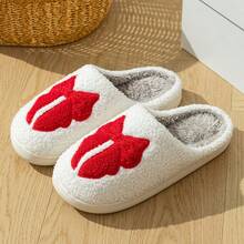 Fashion Women Home Slippers Red Bow  Anti-Slip Soft Sole Winter Shoes - 紅色 - 查看 1