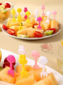 Sanrio 10pcs/30PCS/50pcs Cartoon Melody Rabbit Fruit Fork Set, Cute Animal Creative Fruit Signature Bento Fruit Fork, Dessert Fork, Party, Birthday, Holiday Gift, Perfect Gift For Friends, Colleagues, And Family