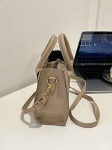 Bolso de Pu de Color Sólido Mini Bolso Cuadrado Informal para Viajar Al Aire Libre Bolso Bandolera de Moda Bolso Bandolera Pequeño de Color Caramelo Monedero Cuadrado de Doble Asa Brillante Bolsos con Cremallera para Mujer