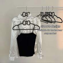 10pcs/20pcs 2025 Latest Popular Bow Plastic Hangers, 360° Rotatable Hooks, Storage Clothes, Underwear, Suspenders, Pants, Skirts, Etc., Suitable For Dormitories And Households, Tidying Up Wardrobes, Saving Space, Non-Slip And Traceless
