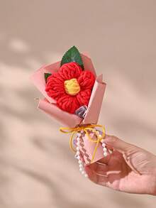 一套仿真花束，礼品包装，包含一束钩编花朵，适合作为生日或周年纪念礼物送给老师、母亲、闺蜜、女性朋友，也适合母亲节、情人节、婚礼纪念品、节日派对家居装饰、圣诞礼物，可用于家居、餐桌、卧室、浴室、书桌装饰。 - 彩色 - 查看 6