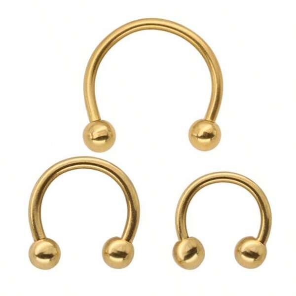 SCERRING 3PCS 16G Stainless Steel Nose Septum Horseshoe Earring Eyebrow Septum Lip Helix Tragus Piercing Ring 6-10mm
