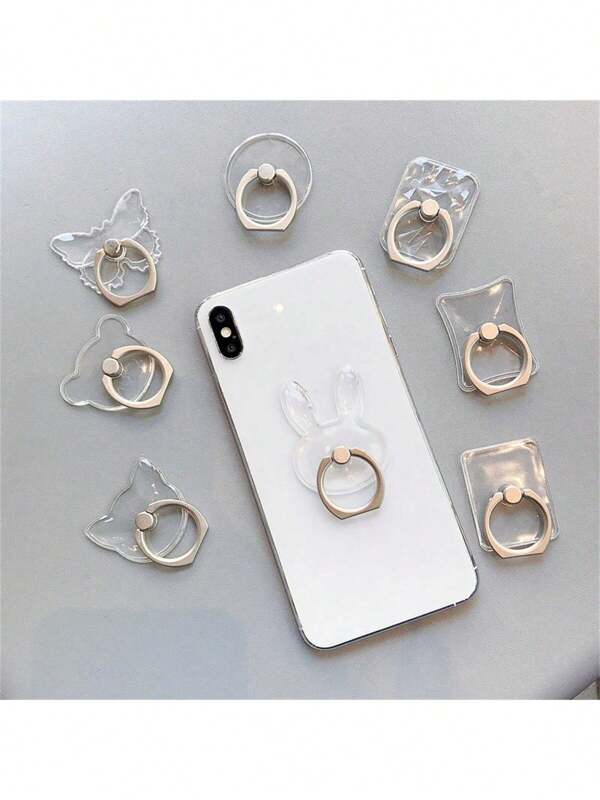 2pcs/4pcs Clear Mount Holder Mobile Phone Holder Stand Finger Ring Compatible With IPhone, Android Phone, Gift For Birthday, Family, Friends Finger Ring Holder, Phone Grip, Phone Accessories