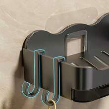 2pcs/1pc Soap Dish With Drain Rack, Plastic No-Drilling Soap Dish, Suitable For Bathroom, Toilet And Kitchen, Wall-Mounted Soap Storage Box With Tray13.3cm*8.3cm Gray/Black/White, Suitable For Dormitory And Home Decoration ﻿ Bathroom - White - View 3