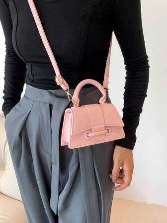 时尚优质口红包迷你方形手提包新款纯色百搭手提包女士钱包