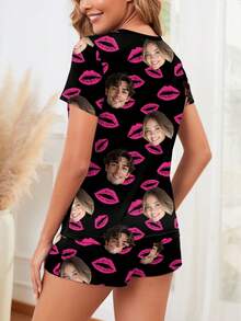 Customized Pajama Set, Novelty And Unique With Portrait Photos, Couple Face Replacement, Holiday Themed,Roupa Reveillon