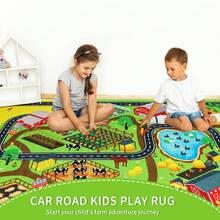 Kinder Teppich Spielmatte geeignet für 3D Stadtleben Straßenverkehr Spielzimmer, Kinder Auto Straßenkarte Spielmatte, Anti-Absorption waschbar, Lernspiel-Matte für Kleinkinder Jungen zum Spielen auf dem Bauch