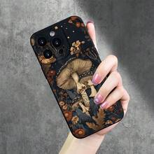 Custodia per telefono in TPU opaco con motivo a funghi e occhi di insetto - nero - Visualizzare 5