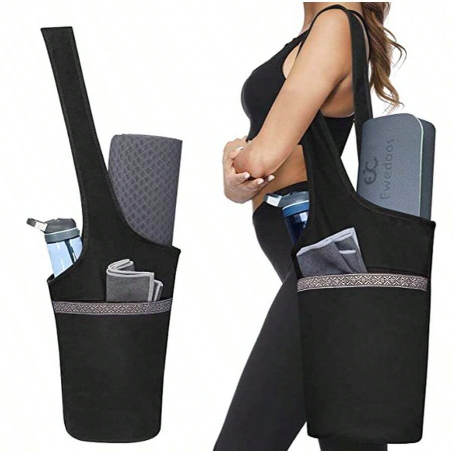 Bolsa de yoga de un solo hombro, bolsa de fitness deportiva, bolsa de yoga de lona étnica, bolsa de almacenamiento de yoga, multifuncional, duradera y no se ensucia fácilmente.