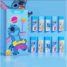 Caja de 10 gomas de borrar con diseño del personaje Stitch de Disney, portátiles, inodoras, duraderas y fáciles de limpiar, útiles escolares | Gomas de borrar de goma natural | Herramienta de limpieza eficiente