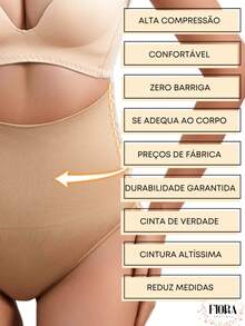 Calcinha Cinta Modeladora Zero Barriga do 38 a 46 Cintura Alta Redutora Medidas Pós Operatorio Pos Parto Bege e Preto - Bege - Visão 8