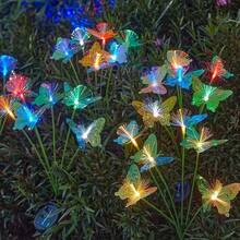 1PC 6head Solar Fiber Butterfly Ground Plug Light, Available In Warm White And Colored Light Colors, Suitable For Garden, Courtyard, Camping, Outdoor Party Decoration - Fiber Optic Butterfly Floor Light (Green Tube) - View 7