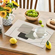 4pcs/6pcs Set, White Striped Theme, Vibrant Modern Creative Placemat Set - High Quality Linen Material Easy To Clean, Suitable For Kitchen Dining Room Decor Placemats, Holiday Party Table Decorations, Home Decor - Beige - View 47