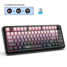 HXSJ L400 Three-Mode Bluetooth Wireless Membrane Keyboard, Gradient Ball Cap 81 Keyboard, Charging Test, Colorful Compact Office Gaming Keyboard