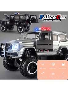 1 件大尺寸逼真越野惯性车带灯光和音乐，儿童城市模型车玩具，男孩警卫车，开门玩具车，非常适合生日玩具、圣诞礼物、返校