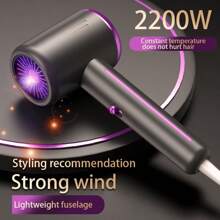 2200W Professional Hair Dryer - Powerful & Fast Drying, Adjustable Hot & Cool Air Temperature, Damage-Free For Home, Travel, Hotel, Salon Use