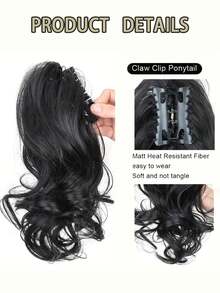 14 英寸马尾辫接发 夹式马尾辫接发 卷曲波浪马尾辫接发 合成耐热爪夹马尾辫接发 适合女性和女孩 蓬松爪夹假发 适合婚礼、派对和日常佩戴 - 彩色 - 查看 7