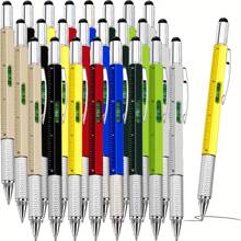 1pc 6-In-1 Multi-Purpose Pen Construction Tool, Gift Tool Pen, Multi-Purpose Pen With Ball Pen, Ruler, Touch Pen, Level, Screwdriver, Pen Tool Small Tool Pen Gift, Suitable For Dad Gift, Christmas And Birthday Presents,School Supplies,Back To School