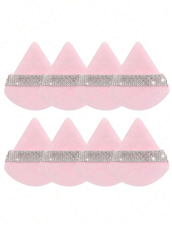 Puff de Pó de Veludo com Fita de Diamante de Cristal, Puff de Maquiagem Cosmética Macia com Fita de Diamante Decorativa, Aplica Pó de Forma Uniforme e Suave