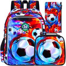 3PCS Backpack For Boys, 16 Inch Kids Preschool Soccer Backpacks, Elementary Kindergarten Football School Bookbag With Lunch Box For Teen Travel - Backpack - View 1