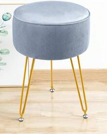 Round Dressing Table Stool Vanity Seat Comfortable Stool For Dressing Table - Blue - View 4