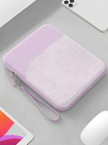 1pc Polyester Material Pink Lightweight Zipper Large Capacity Multi-Layer Electronic Notebook With Padded Travel Protective Case, Suitable For 8"/11"/12.9" Tablets