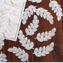 10 buc/pachet patch-uri de broderie cu dantelă cu frunze albe pentru rochie de mireasă DIY, geantă, decor de cusut